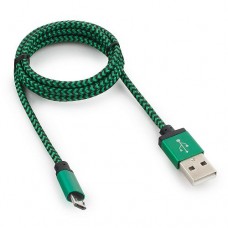 Кабель USB 2.0 Cablexpert CC-mUSB2gn1m, USB-MicroUSB, 1м, нейлоновая оплетка, алюм разъемы, зеленый