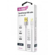 Кабель Olmio Deluxe, USB 2.0 - lightning, 1м, 2.1A, белый