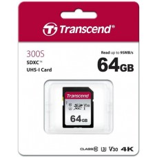 Карта памяти SD 64GB Class 10 U3 Transcend TS64GSDC300S