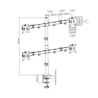 Настольный кронштейн Brateck LDT12-C048N для 4-х мониторов (13"-32")