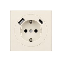 Розетка Inovao с заземлением USB A + USB C Слоновая Кость