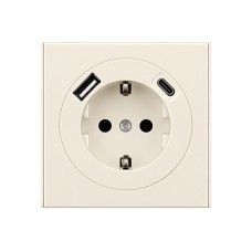 Розетка Inovao с заземлением USB A + USB C Слоновая Кость