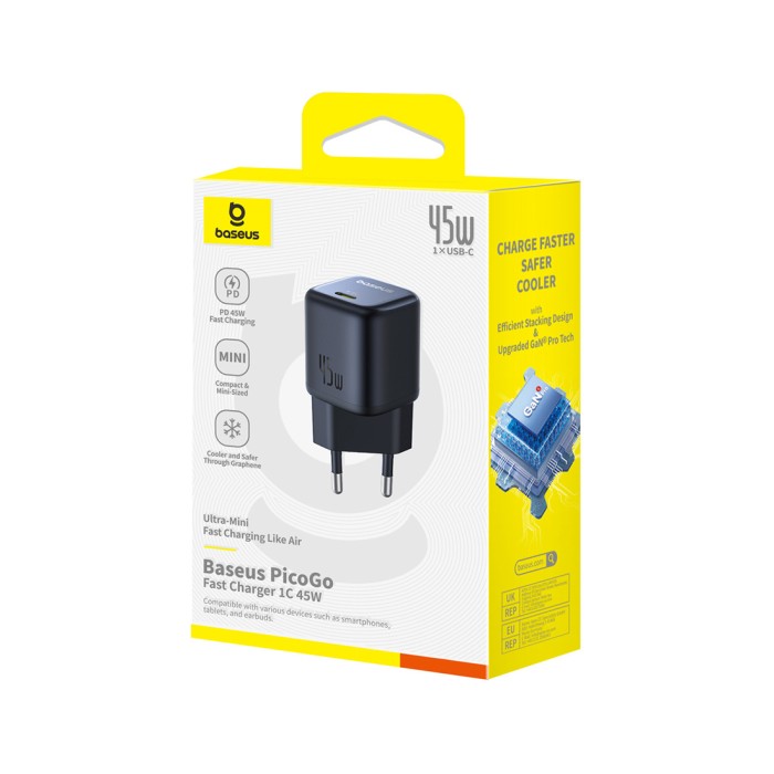 Адаптер питания Baseus PicoGo GaN 1C 45W Black (P10176800123-00)