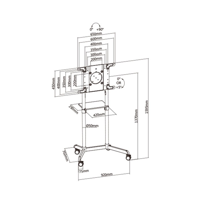 Стойка мобильная Brateck TTV11-46TW