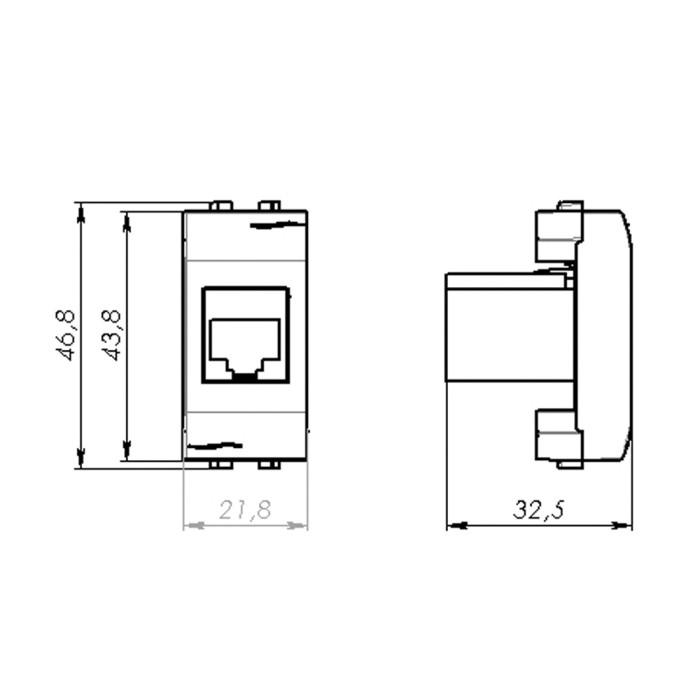 Телефонная розетка RJ12 DKC серия Brava 76120B