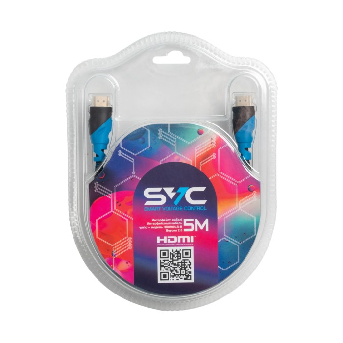 Интерфейсный кабель HDMI-HDMI SVC HR0500LB-B, 30В, Голубой, Блистер, 5 м