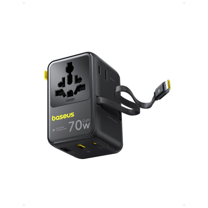 Адаптер питания Baseus EnerCore CG11 Universal Travel Adapter 70W 2AC+2U+2C Cosmic Black