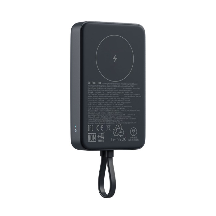 Портативный внешний аккумулятор Xiaomi 33W Magnetic Power Bank 10000mAh (Integrated Cable) Dark Gray