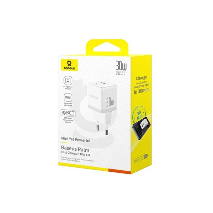 Адаптер питания Baseus Palm C+U 30W White (P1011160A213-00)