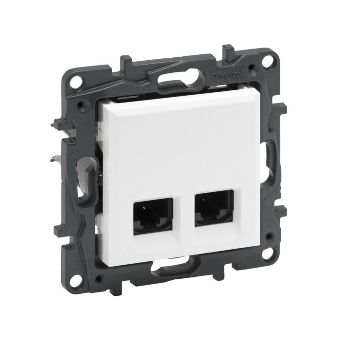 Информационная розетка двойная Niloe Step 2хRJ45 Кат.5e UTP Белый new