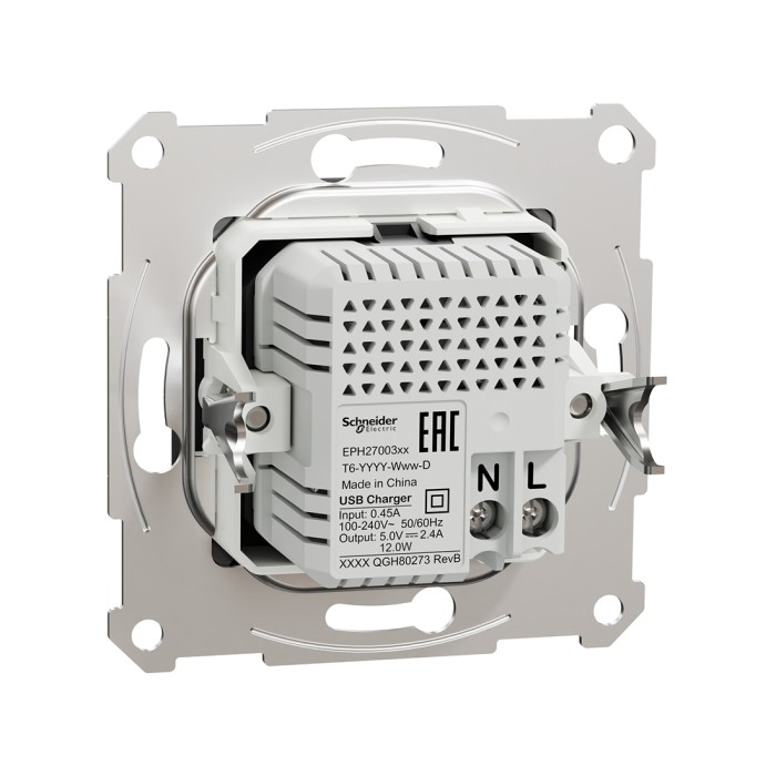 Розетка USB SE EPH2700371 Asfora A+С механизм антрацит