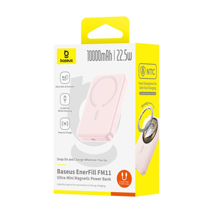Портативный внешний аккумулятор Baseus EnerFill FM11 Ultra-Mini 10000mAh 22.5W Pink (E0026601)