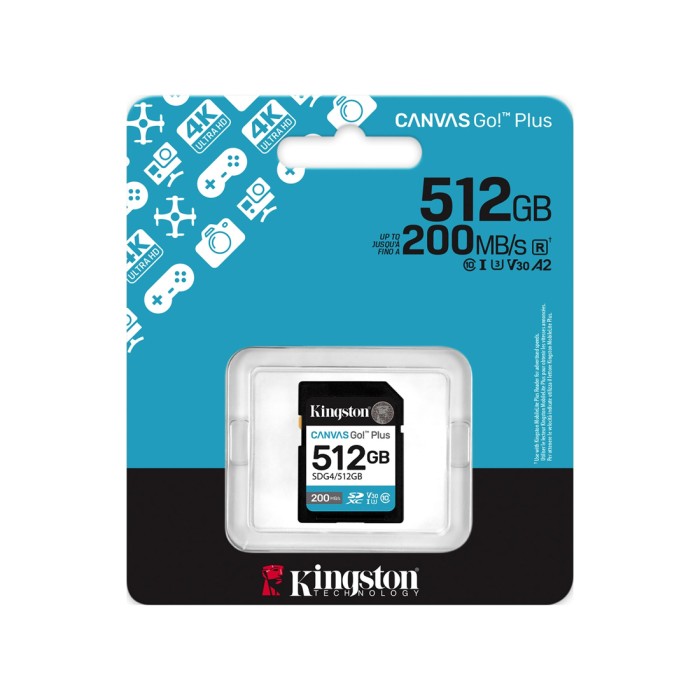 Карта памяти Kingston SDG4/512GB Canvas Go Plus Gen4 C10 UHS-I U3 V30 512GB