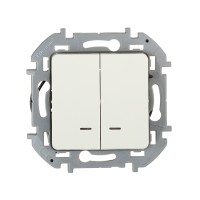 Выключатель двухклавишный с подсветкой Legrand 673631 Inspiria с/у слоновая кость