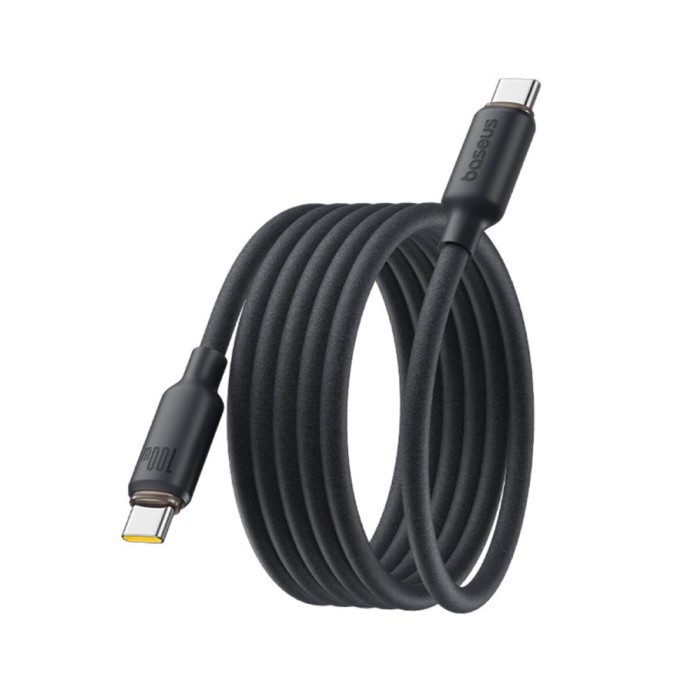 Интерфейсный кабель Baseus Foamed Silicone Pro Magnetic USB-C to USB-C 100W Black 1m (E0426D00)