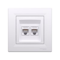 Розетка двойная компьютерная SE EPH4800121 Asfora RJ45 кат. 6 в сборе белый