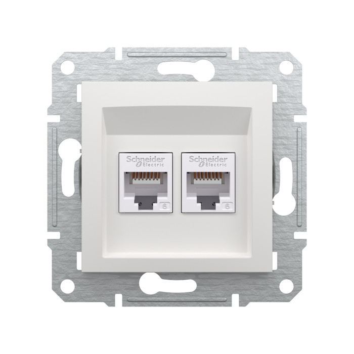 Розетка двойная компьютерная SE EPH4870121 Asfora RJ45 кат. 6 механизм белый