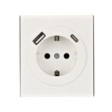 Розетка Inovao с заземлением USB A + USB C Белый
