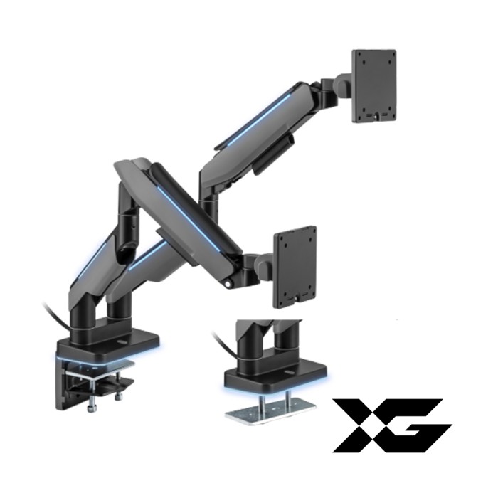 Настольный кронштейн с газлифтом XG MGG-1735D grey для 2-х мониторов (17"-35") Серый