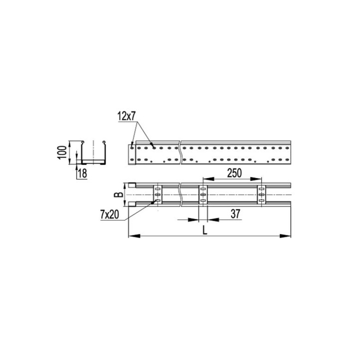 Лестничный лоток 50х100 DKC LA5010 L6000