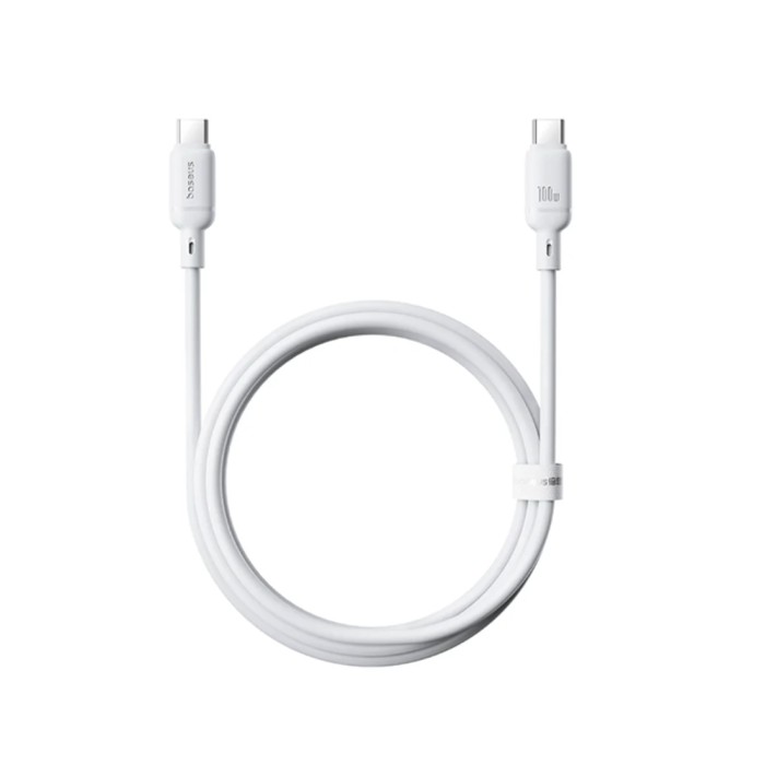 Интерфейсный кабель Baseus Silky Type-C to Type-C 100W 1m White(P10377704213-00)