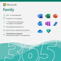 Электронная лицензия (ESD ключ) Microsoft 365 Family подписка на 1 год