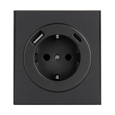 Розетка Inovao с заземлением USB A + USB C Чёрный