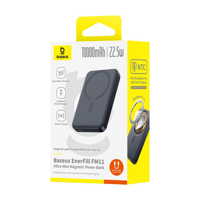 Портативный внешний аккумулятор Baseus EnerFill FM11 Ultra-Mini 10000mAh 22.5W Black (P1008210E123-0