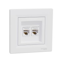Розетка двойная компьютерная SE EPH4400121 Asfora RJ45 в сборе белый