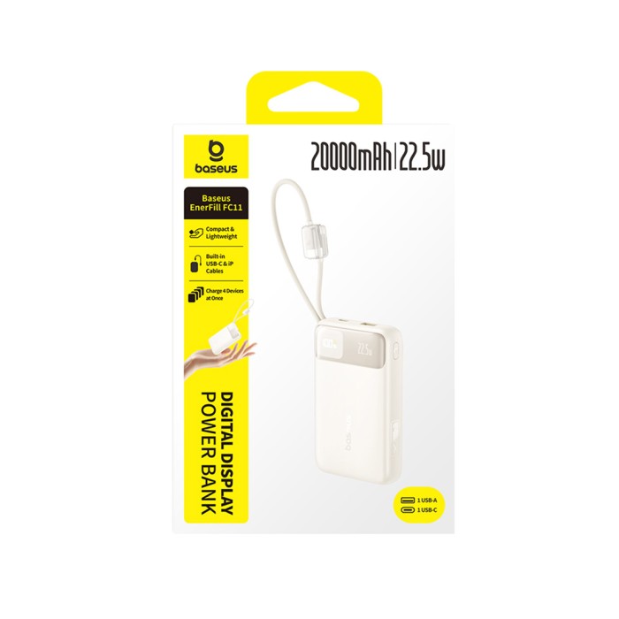 Портативный внешний аккумулятор Baseus EnerFill FC11 20000mAh 22.5W Beige (E0027S05)
