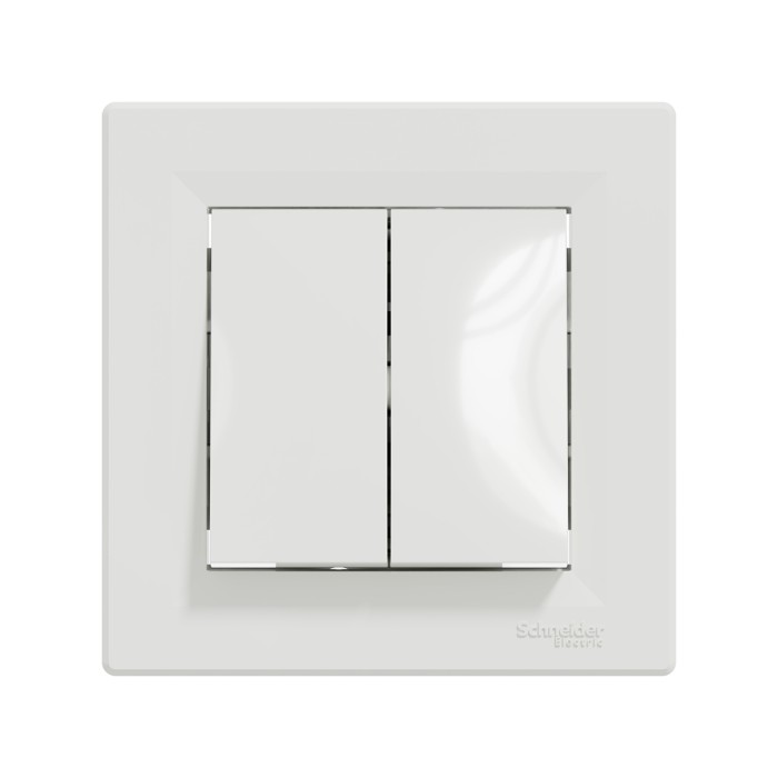 Переключатель двухклавишный SE EPH0600121 Asfora в сборе быстрозажим. клеммы белый
