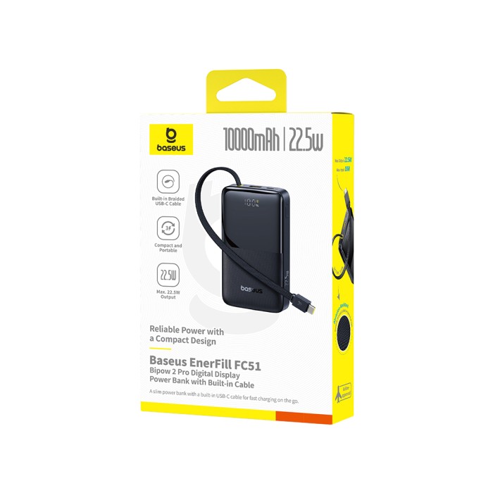 Портативный внешний аккумулятор Baseus EnerFill FC51 Bipow2 10000mAh 22.5W Black (E0027600)