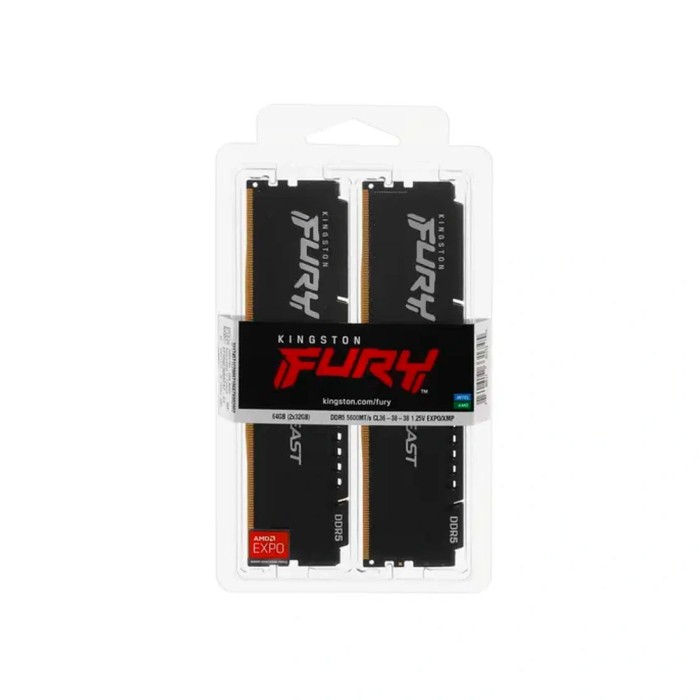 Комплект модулей памяти Kingston KF556C40BBK2-128 DDR5 128GB (Kit 2x64GB) 5600MHz