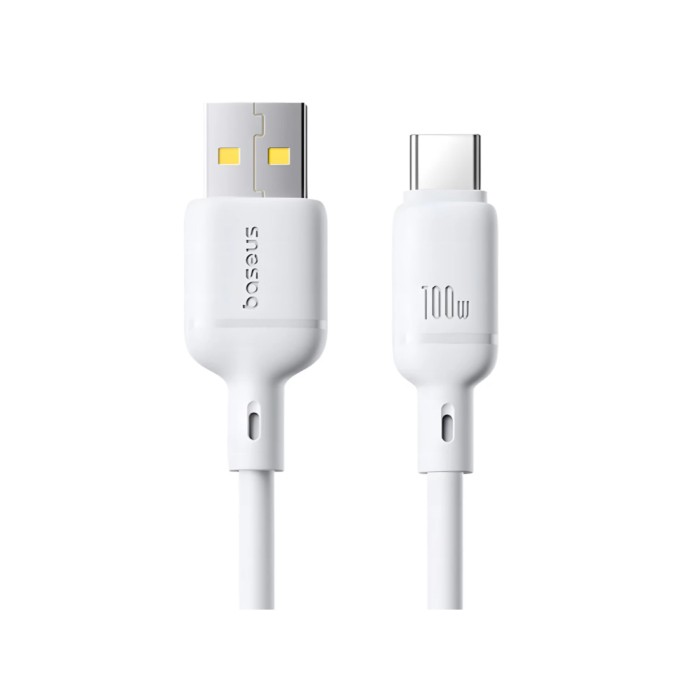 Интерфейсный кабель Baseus Silky Series USB to Type-C 100W 2m White (P10377703213-01)