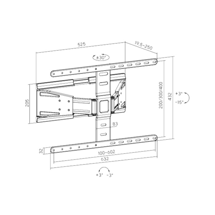 Кронштейн XG FMW-4390 для ТВ и мониторов 43"-90"