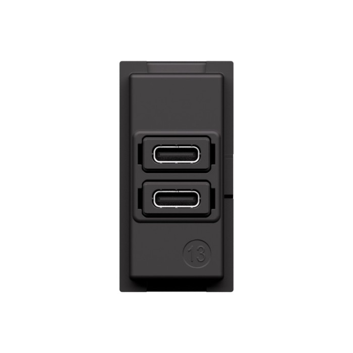 Зарядное устройство Bticino K4192CC Living Now USB Type-С+C 20Вт 1 модуль черный