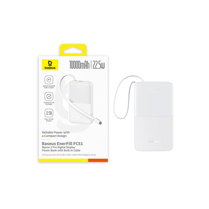 Портативный внешний аккумулятор Baseus EnerFill FC51 10000mAh 22.5W White (E0027601)