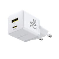 Адаптер питания Baseus Palm C+U 20W EU White ( в комлпекте кабель Type-c) (P10111608213-01)