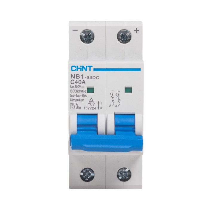 Автоматический выключатель CHINT NB1-63DC 2P 40A DC500B 6kA