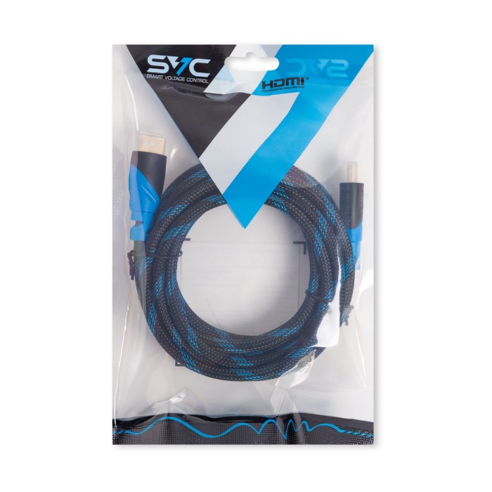 Интерфейсный кабель HDMI-HDMI SVC HR0300LB-P, 30В, Голубой, Пол. пакет, 3 м