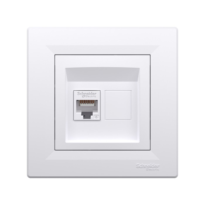 Розетка компьютерная SE EPH4700121 Asfora RJ45 кат. 6 в сборе белый