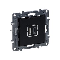 Розетка USB Niloe Step Тип А+C 12Вт+15Вт 5В Чёрный new