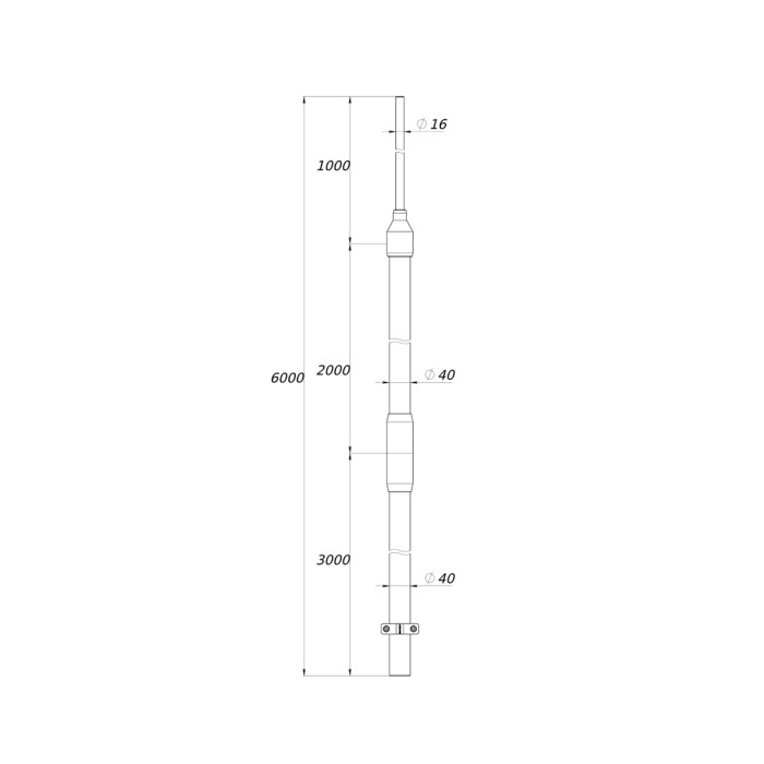 Молниеприемная мачта 6 м DKC NL6000 Нержавеющая сталь V2A (AISI304)