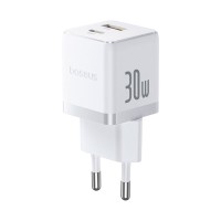 Адаптер питания Baseus Palm C+U 30W White( в комлпекте кабель Type-c) (P1011160A213-01)