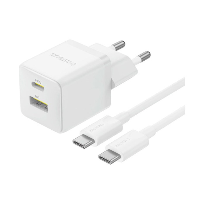 Адаптер питания Baseus Palm C+U 30W White( в комлпекте кабель Type-c) (P1011160A213-01)