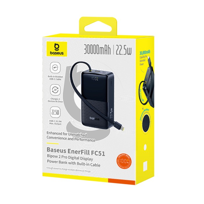 Портативный внешний аккумулятор Baseus EnerFill FC51 30000mAh 22.5W Black (E0028100)
