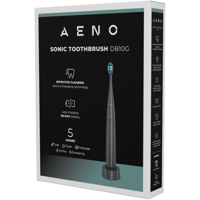 Wireless Tooth Brush, Grey, 3 Brush Heads, 1400mAh, Function: Soft, Clean, Massage, White, Sweep