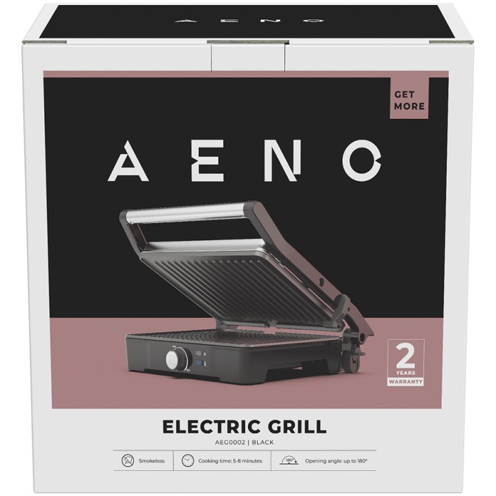 AENO Electric Grill EG2: 2000W, Temperature regulation, Max opening angle -180°, Plate size 290*234mm