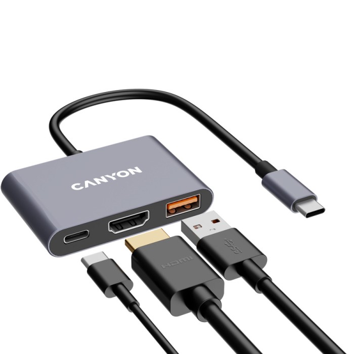 CANYON hub DS-4 3in1 USB-C Grey