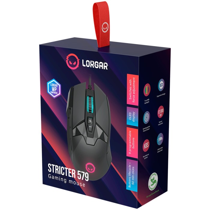 LORGAR Gaming Mouse Stricter 579 Wired PixArt 3336 RGB Black
